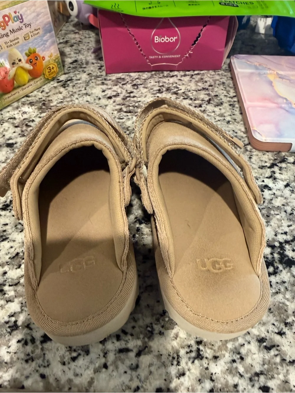 UGG Kids Suede Walker Shoes in Tan and Cream